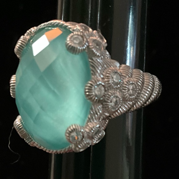 Judith Ripka Jewelry - Judith Ripka Sterling Oval Turquoise and Quartz Doublet Cocktail Ring 5.75